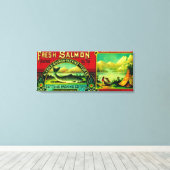 Naha Bay Salmon Can LabelNaha Bay, AK Canvas Afdruk (Insitu (Houten vloer))