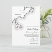 Nahant MA Kaart Elegante Zwart-wit bruiloft (Staand voorkant)