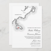 Nahant MA Kaart Elegante Zwart-wit bruiloft (Voorkant / Achterkant)