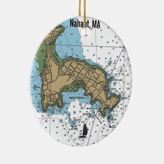 Nahant MA Nautical Chart Keramisch Ornament (Rechts)