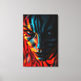 Nahaufnahme: Frau mit Zebramuster im Gesicht Canvas Afdruk