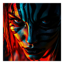 Nahaufnahme: Frau mit Zebramuster im Gesicht Perfect Poster