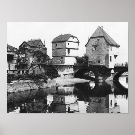 Nahe Bridge, Bad Kreuznach, c.1910 Poster (Voorkant)