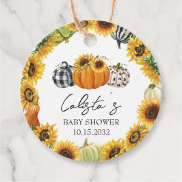 Naherfst Baby shower van pompoen en zonnebloemen Bedankjes Labels