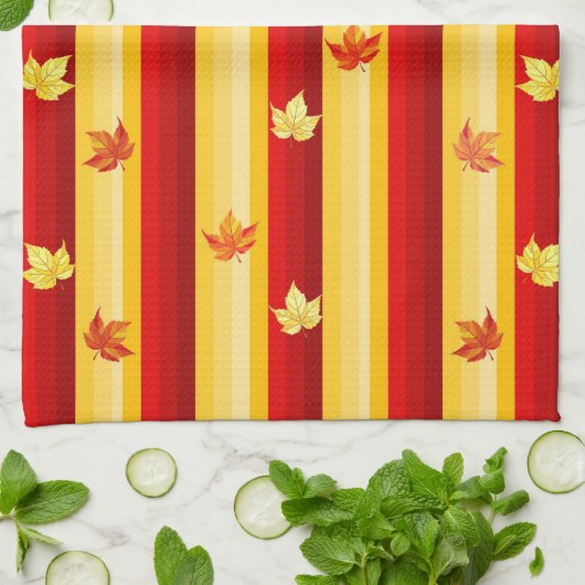 Naherfst bladeren keukenhanddoeken (Gevouwen)