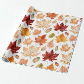 Naherfst fall Leaves Terracotta Brown Boho Pattern Cadeaupapier (Uitgerold)
