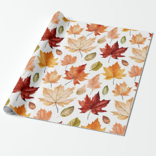 Naherfst fall Leaves Terracotta Brown Boho Pattern Cadeaupapier