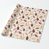 Naherfst fall Leaves Terracotta Brown Boho Pattern Cadeaupapier (Uitgerold)