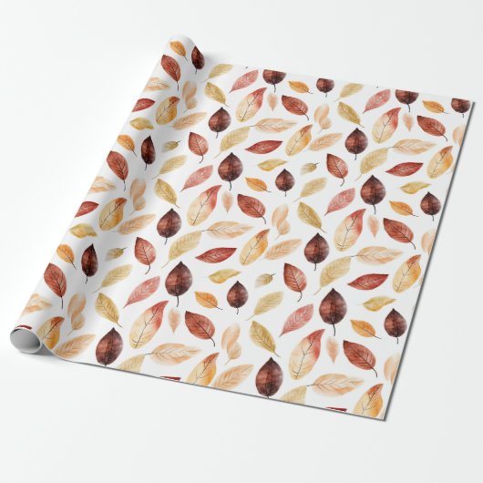 Naherfst fall Leaves Terracotta Brown Boho Pattern Cadeaupapier (Uitgerold)