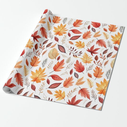 Naherfst fall Leaves Terracotta Brown Boho Pattern Cadeaupapier (Uitgerold)
