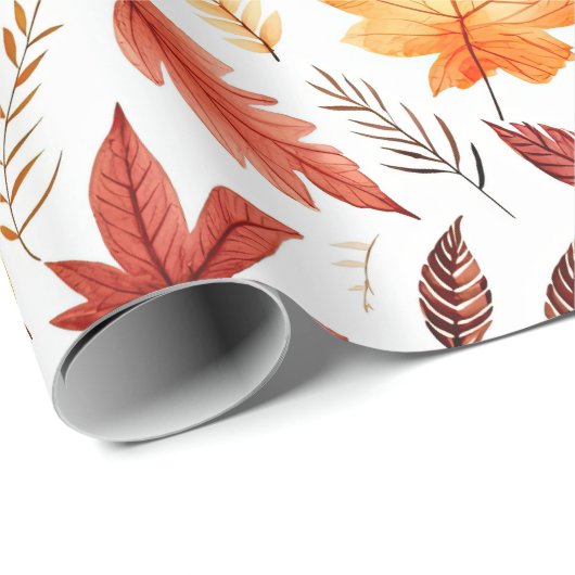 Naherfst fall Leaves Terracotta Brown Boho Pattern Cadeaupapier (Rol Hoek)