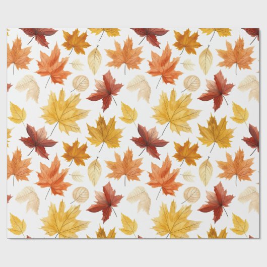 Naherfst fall Leaves Terracotta Brown Boho Pattern Cadeaupapier (Vlak)
