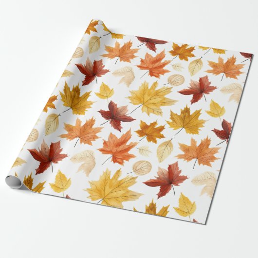 Naherfst fall Leaves Terracotta Brown Boho Pattern Cadeaupapier (Uitgerold)