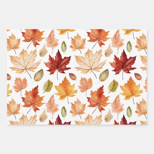 Naherfst fall Leaves Terracotta Brown Boho Pattern Inpakpapier Vel (Voorkant 2)