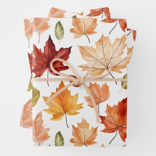 Naherfst fall Leaves Terracotta Brown Boho Pattern Inpakpapier Vel (In situ)