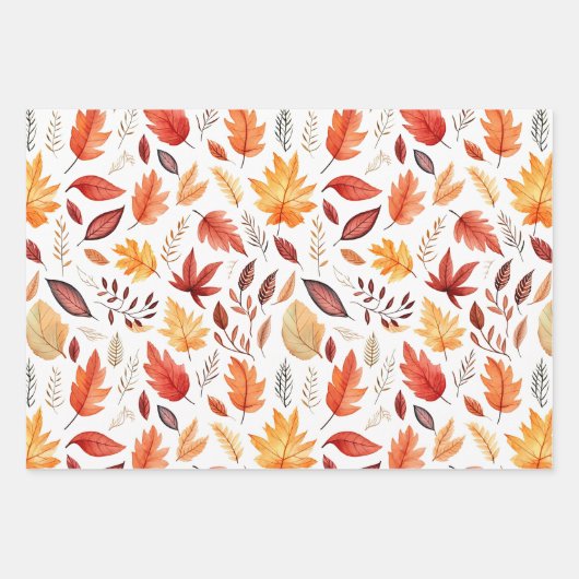 Naherfst fall Leaves Terracotta Brown Boho Pattern Inpakpapier Vel (Voorkant 2)