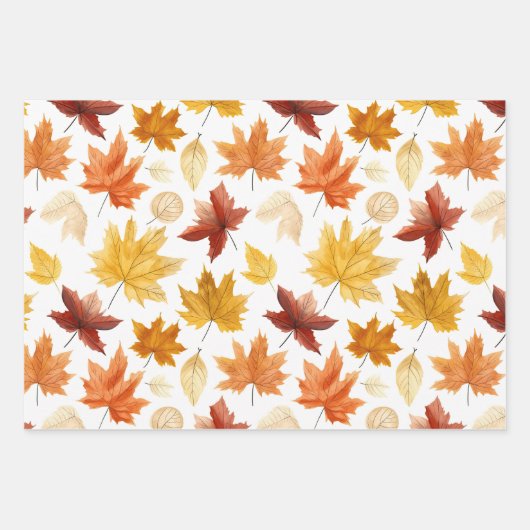 Naherfst fall Leaves Terracotta Brown Boho Pattern Inpakpapier Vel (Voorkant 3)