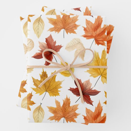 Naherfst fall Leaves Terracotta Brown Boho Pattern Inpakpapier Vel (In situ)