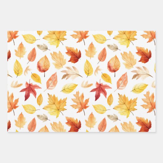 Naherfst fall Leaves Terracotta Brown Boho Pattern Inpakpapier Vel (Voorkant 2)