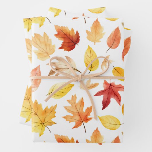 Naherfst fall Leaves Terracotta Brown Boho Pattern Inpakpapier Vel (In situ)