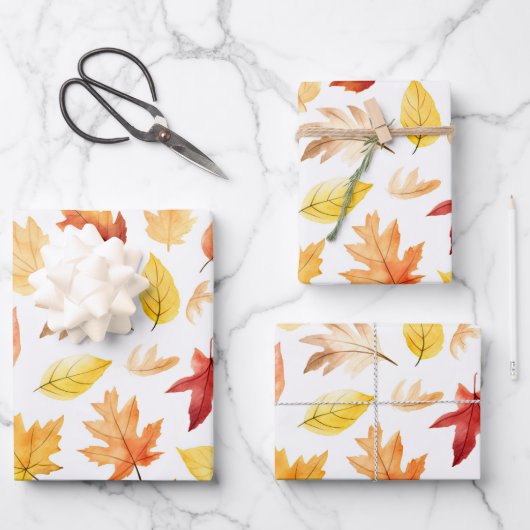 Naherfst fall Leaves Terracotta Brown Boho Pattern Inpakpapier Vel (Voorkant)