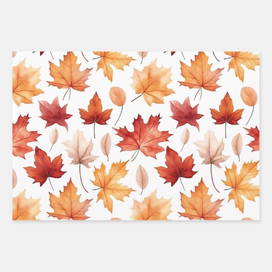 Naherfst fall Leaves Terracotta Brown Boho Pattern Inpakpapier Vel (Voorkant 3)