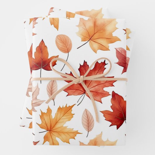 Naherfst fall Leaves Terracotta Brown Boho Pattern Inpakpapier Vel (In situ)