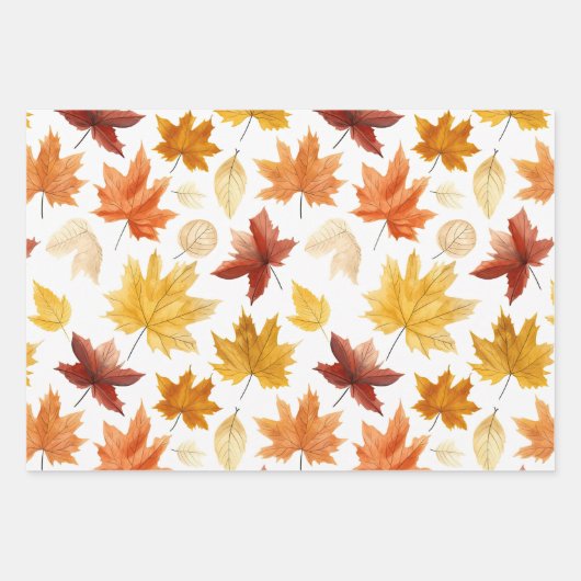 Naherfst fall Leaves Terracotta Brown Boho Pattern Inpakpapier Vel (Voorkant)
