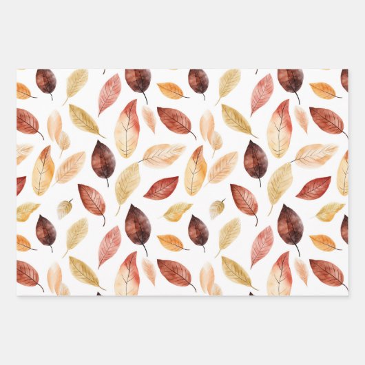 Naherfst fall Leaves Terracotta Brown Boho Pattern Inpakpapier Vel (Voorkant)