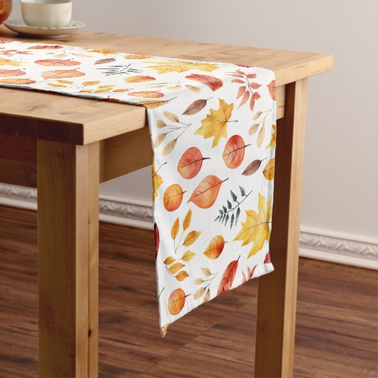 Naherfst fall Leaves Terracotta Brown Boho Pattern Lange Tafelloper (Voorbeeld)