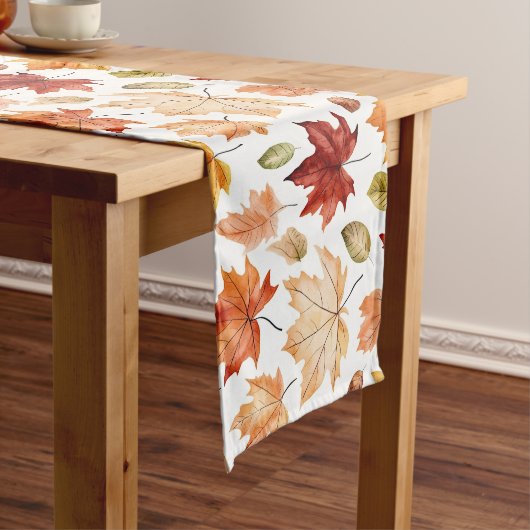 Naherfst fall Leaves Terracotta Brown Boho Pattern Lange Tafelloper (Voorbeeld)