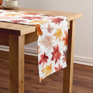 Naherfst fall Leaves Terracotta Brown Boho Pattern Lange Tafelloper