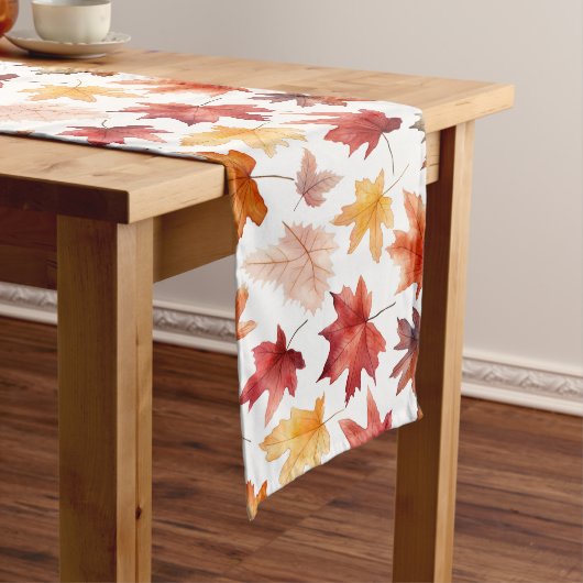 Naherfst fall Leaves Terracotta Brown Boho Pattern Lange Tafelloper (Voorbeeld)