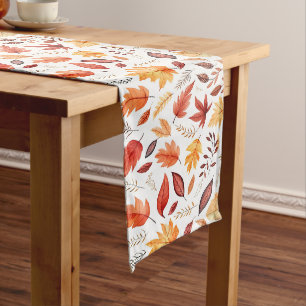 Naherfst fall Leaves Terracotta Brown Boho Pattern Lange Tafelloper