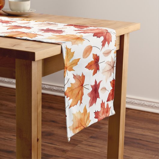 Naherfst fall Leaves Terracotta Brown Boho Pattern Lange Tafelloper (Voorbeeld)