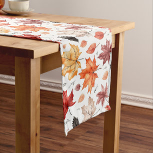 Naherfst fall Leaves Terracotta Brown Boho Pattern Lange Tafelloper