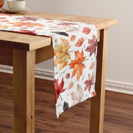 Naherfst fall Leaves Terracotta Brown Boho Pattern Lange Tafelloper (Voorbeeld)