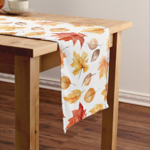 Naherfst fall Leaves Terracotta Brown Boho Pattern Lange Tafelloper