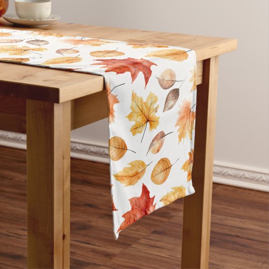 Naherfst fall Leaves Terracotta Brown Boho Pattern Lange Tafelloper (Voorbeeld)