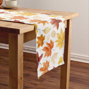 Naherfst fall Leaves Terracotta Brown Boho Pattern Lange Tafelloper