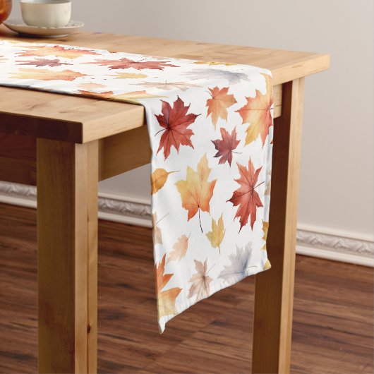 Naherfst fall Leaves Terracotta Brown Boho Pattern Lange Tafelloper (Voorbeeld)