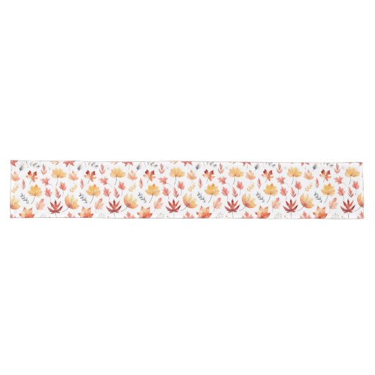 Naherfst fall Leaves Terracotta Brown Boho Pattern Lange Tafelloper (Horizontaal)