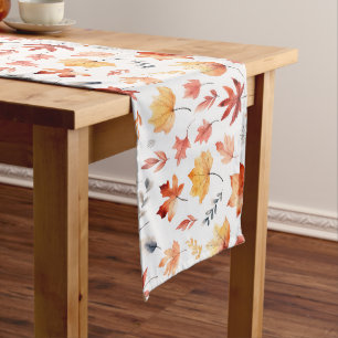 Naherfst fall Leaves Terracotta Brown Boho Pattern Lange Tafelloper