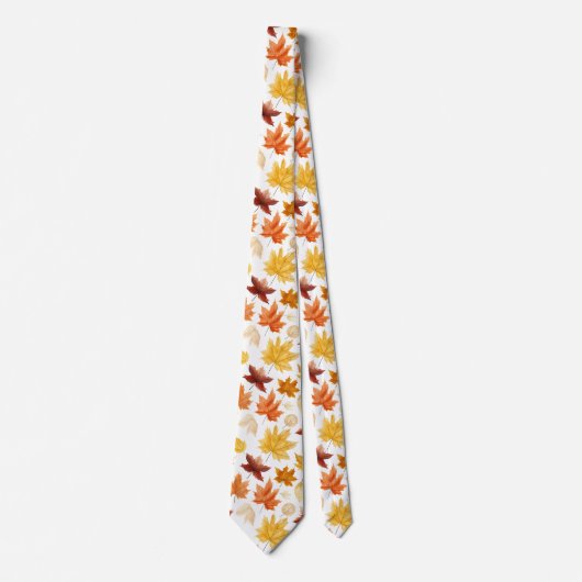 Naherfst fall Leaves Terracotta Brown Boho Pattern Stropdas (Voorkant)