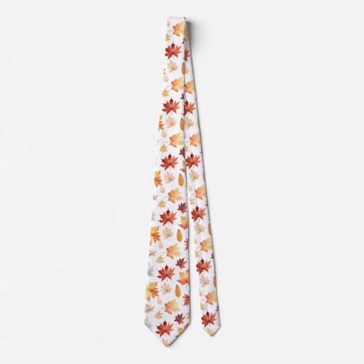 Naherfst fall Leaves Terracotta Brown Boho Pattern Stropdas (Voorkant)