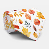 Naherfst fall Leaves Terracotta Brown Boho Pattern Stropdas (Opgerold)