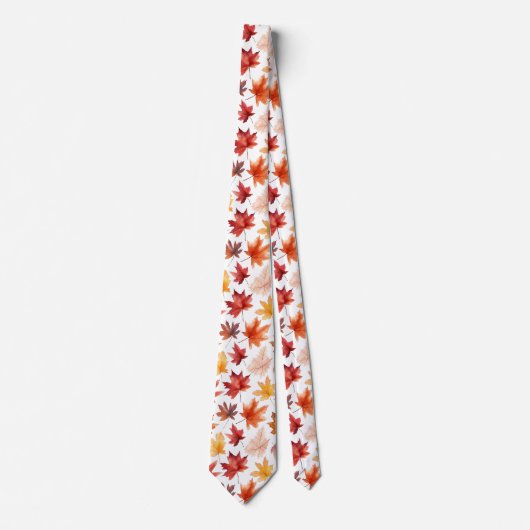 Naherfst fall Leaves Terracotta Brown Boho Pattern Stropdas (Voorkant)