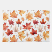 Naherfst fall Leaves Terracotta Brown Boho Pattern Theedoek (Horizontaal)