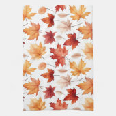 Naherfst fall Leaves Terracotta Brown Boho Pattern Theedoek (Verticaal)
