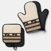 Naherfst keukenhanddoeken voor bossen ovenwant & pannenlap set (Voorkant / Achterkant)